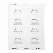 Étiquette Mariage de jardin. Adresse botanique en noir et bl (Feuille entière)