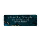 Étiquette Mariage de la Géode d'âge d'or turquoise (Devant)