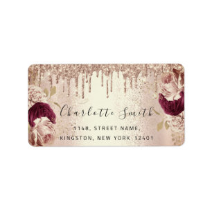 Étiquette Mariage de la RSVP marrée Rose floral Marsala Glam