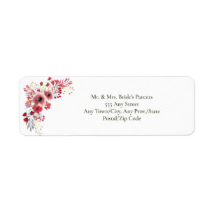 Étiquette Mariage de l'aquarelle de printemps Pavot rouge fl
