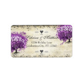 Étiquette Mariage de l'arbre à feuilles en forme de cœur vio (Devant)