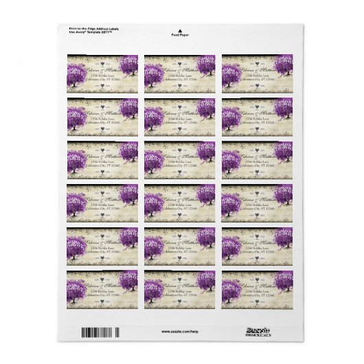 Étiquette Mariage de l'arbre à feuilles en forme de cœur vio (Feuille entière)