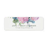 Étiquette Mariage de l'Hydrangea peint à la main Adresse de  (Devant)