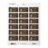 Étiquette Mariage de lumière de pot de tournesol en bois rus (Feuille entière)