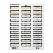 Étiquette Mariage de lunettes de Damas Noir et Or (Feuille entière)