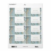 ÉTIQUETTE MARIAGE DE MONOGRAMME D'AGATE D'OR BLEU DUSKY AQUA (Feuille entière)