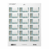 ÉTIQUETTE MARIAGE DE MONOGRAMME D'AGATE D'OR BLEU DUSKY AQUA (Feuille entière)