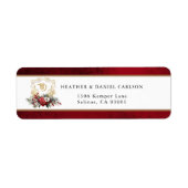 Étiquette Mariage de monogramme de crête florale de Noël cla (Devant)