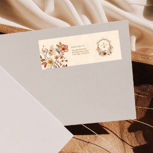 Étiquette Mariage de monogramme Floral Western Crest