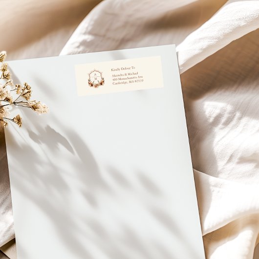 Étiquette Mariage de monogramme Floral Western Crest