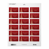 Étiquette Mariage de Noël Adresse Red Gold (Feuille entière)