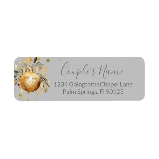 Étiquette Mariage de Noël Gold Grey (Devant)