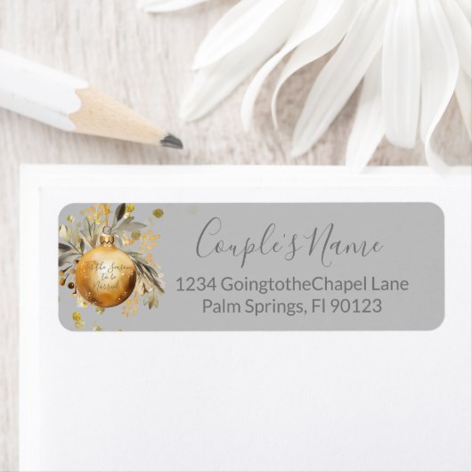 Étiquette Mariage de Noël Gris Or (En situation)