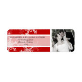 Étiquette Mariage de Noël Red White Snowflakes Photo (Devant)