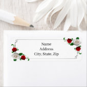 Étiquette Mariage de Noël Rose rouge et blanc Adresse (En situation)