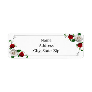 Étiquette Mariage de Noël Rose rouge et blanc Adresse