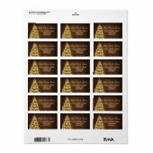 Étiquette Mariage de Noël rustique Adresse Arbre et Ruban (Feuille entière)