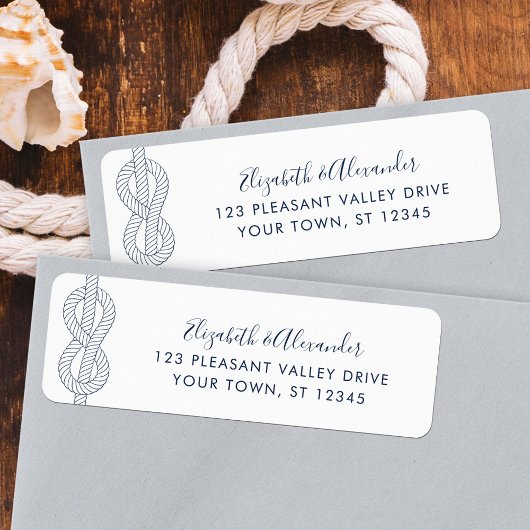 Étiquette Mariage de noeud de corde nautique simple Adresse 