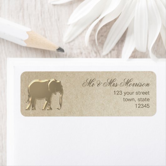 Étiquette Mariage de papier Gold Elephant Craft Adresse de r (En situation)