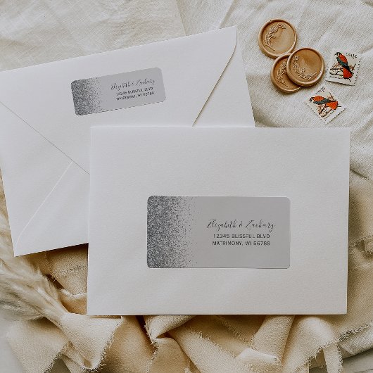 Étiquette Mariage de Parties scintillant en argent gris pâle