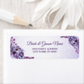 Étiquette Mariage de Parties scintillant Florale rose pourpr (En situation)