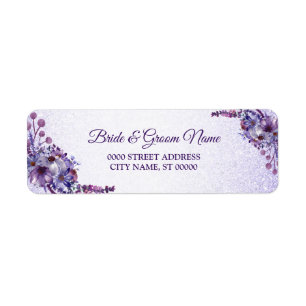 Étiquette Mariage de Parties scintillant Florale rose pourpr