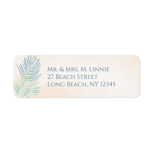 Étiquette Mariage de plage de sable et de palmiers (Devant)