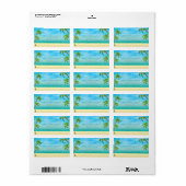 Étiquette Mariage de plage et de palmiers tropicaux (Feuille entière)