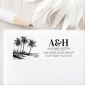 Étiquette Mariage de plage Monogramme élégant Palm Tree simp (En situation)