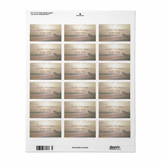 Étiquette Mariage de plage Sunset (Feuille entière)