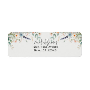 Étiquette Mariage de printemps aux fleurs aquarelles