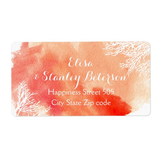 Étiquette Mariage de récif corallien moderne abstrait (Devant)