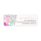 Étiquette Mariage de retour rose violet vert (Devant)