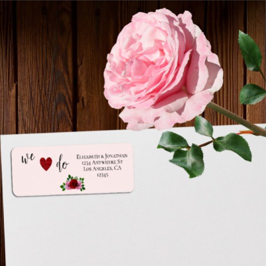 Étiquette Mariage de roses rouges et roses