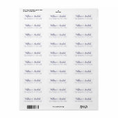 Étiquette Mariage de script bleu marine Adresse de retour (Feuille entière)