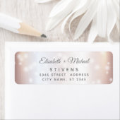 Étiquette Mariage de script de feuille rose douce étincelant (En situation)
