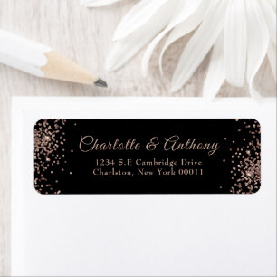 Étiquette Mariage de script de Parties scintillant en or noi