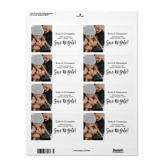 Étiquette Mariage de script écrit à la main Enregistrer la p (Feuille entière)