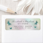 Étiquette Mariage de script papillon holographique (En situation)