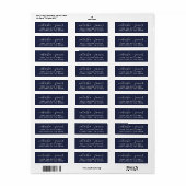 Étiquette Mariage de script stylé Navy Blue Adresse de retou (Feuille entière)
