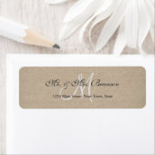 Étiquette Mariage de toile en lin rustique Monogramme initia (En situation)