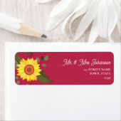 Étiquette Mariage de tournesol Adresse de retour (En situation)