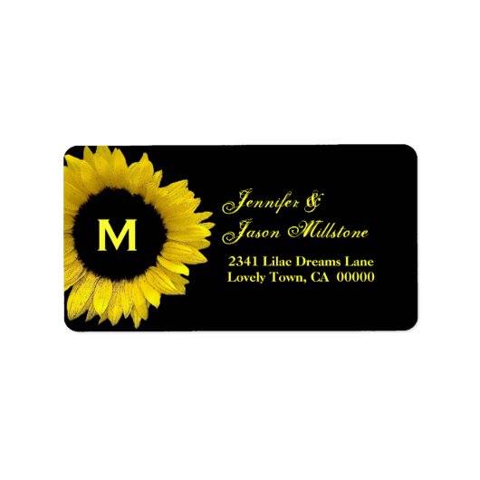 Étiquette Mariage de tournesol jaune (Devant)
