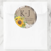 Étiquette Mariage de tournesol rustique (Sac)