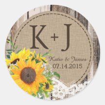 Étiquette Mariage de tournesol rustique