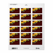 Étiquette Mariage de tournesols de Bourgogne rustique (Feuille entière)