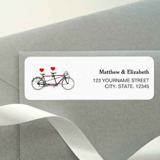 Étiquette Mariage de vélo vintage Tandem