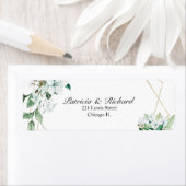 Étiquette Mariage de verdure fleurie géométrique d'or (En situation)