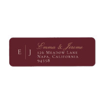 Mariage de vignoble à monogramme bordeaux et or