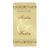 Étiquette Mariage de vin Grand Duchess Gold Scroll (Devant)
